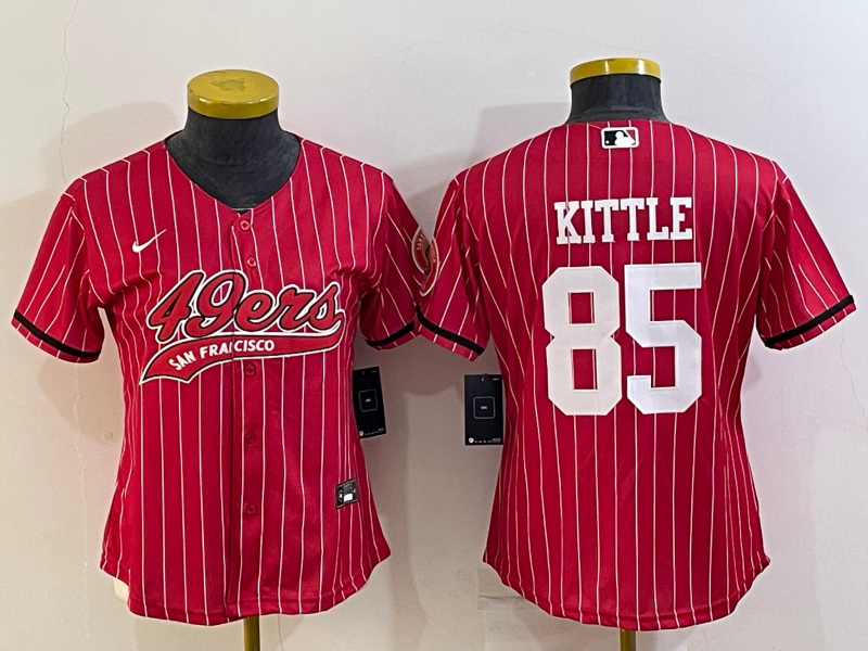 Youth San Francisco 49ers #85 George Kittle Red With Patch Cool Base Stitched Baseball Jersey